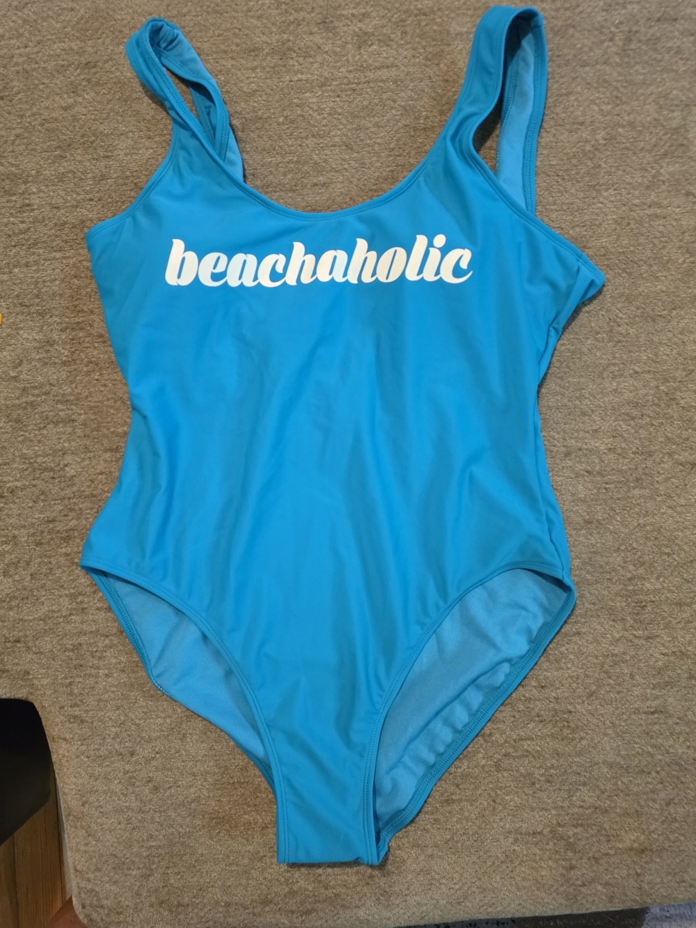 Juniors  Turquoise One-Piece Swimsuit Large "beachaholic" Large